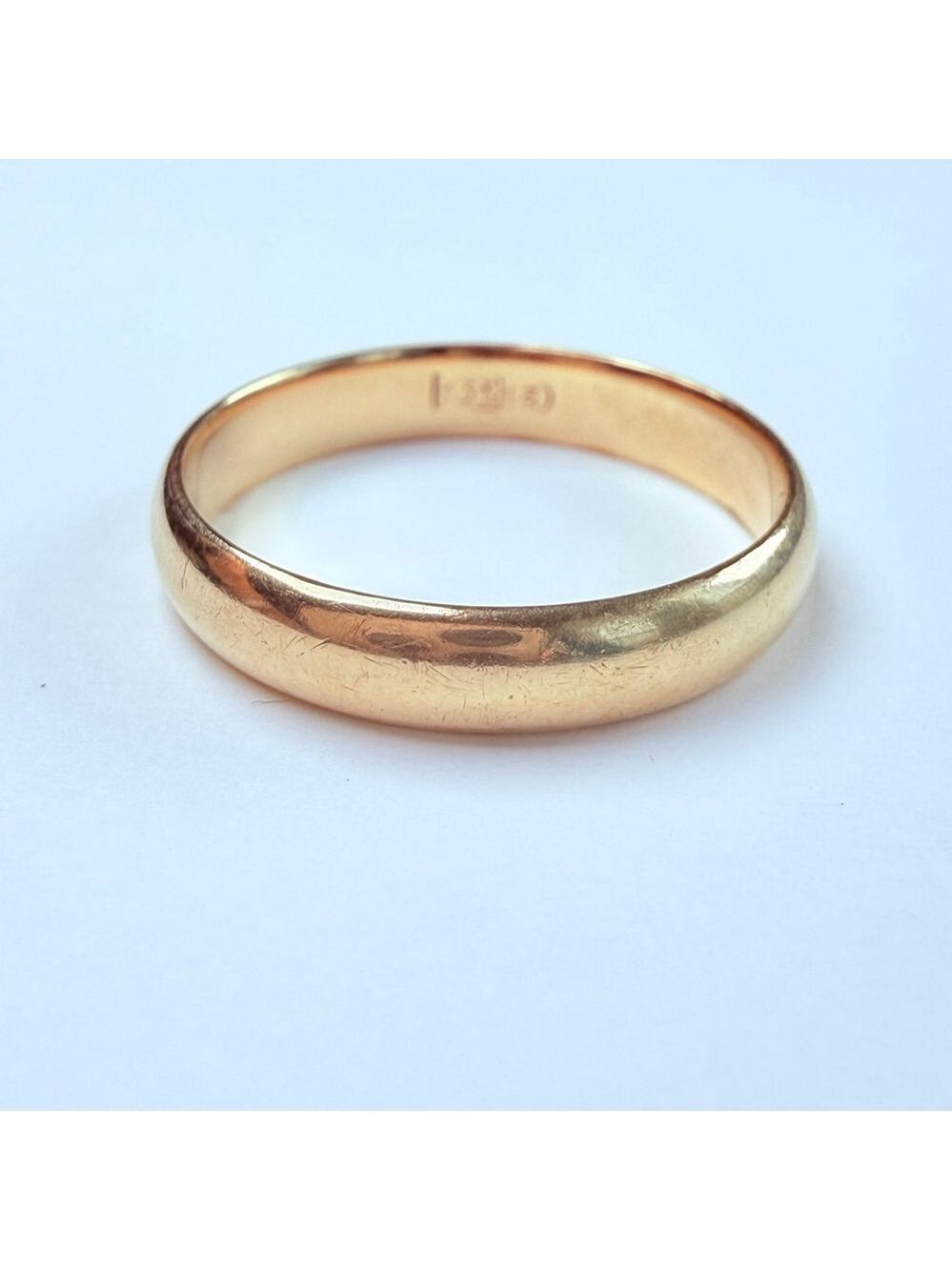 8K Solid Yellow Gold 4mm Classic Band Wedding Stacking Vintage Ring Germany